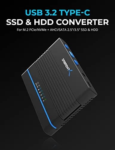 SABRENT USB-C M.2 NVMe + 2.5/3.5in SATA SSD/HDD Adapter (DS-UCMH) 40g (1.4oz) | Tool-Free Cloning & 10Gbps Transfer thumbnail 2
