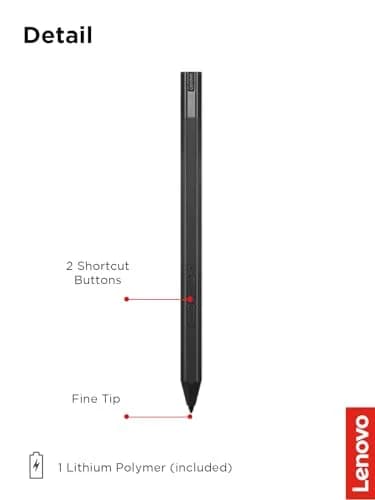 Lenovo Precision Pen 2 Stylus for Laptops - 4096 Pressure Levels, USB-C Charging, Iron Grey | Natural Sketching and Note-Taking thumbnail 6