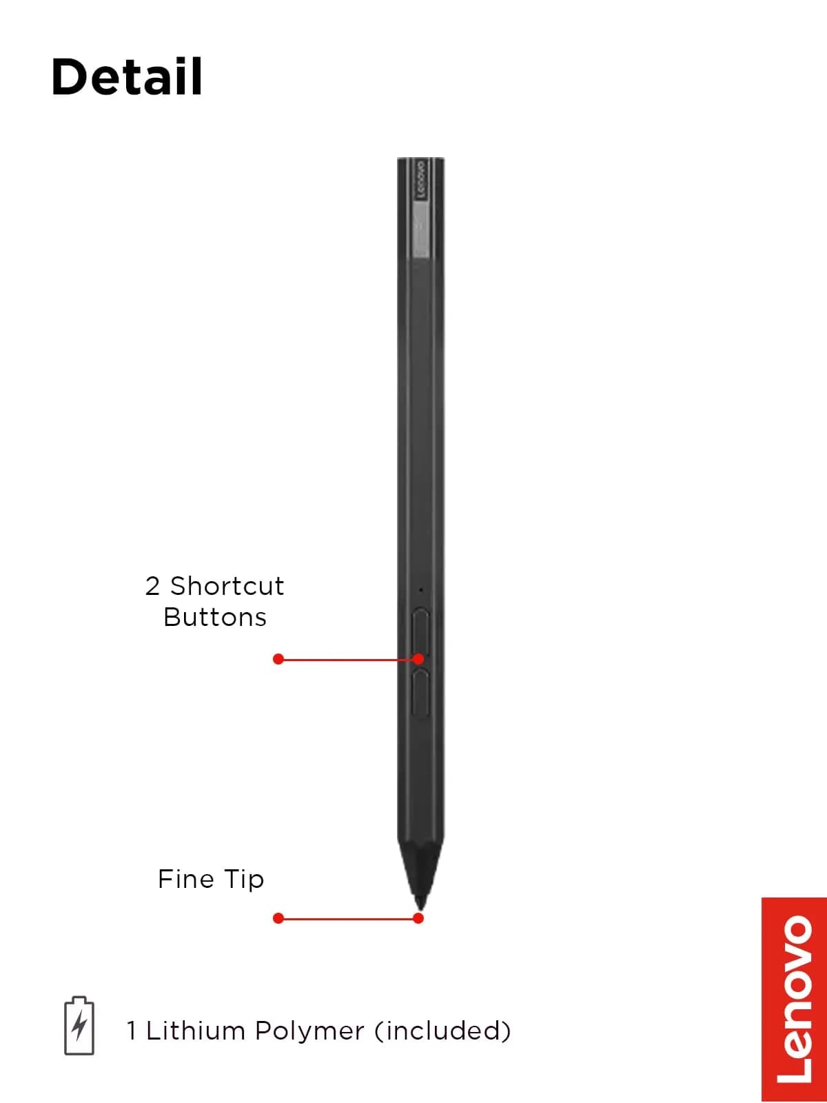 Lenovo Precision Pen 2 Stylus for Laptops - 4096 Pressure Levels, USB-C Charging, Iron Grey | Natural Sketching and Note-Taking - view 6
