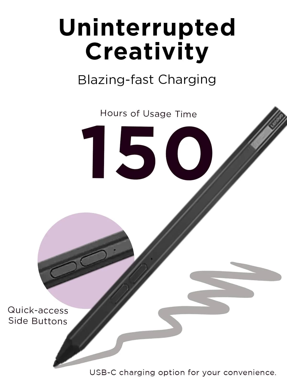 Lenovo Precision Pen 2 Iron Grey with Tilt Recognition & USB-C Charging - view 3
