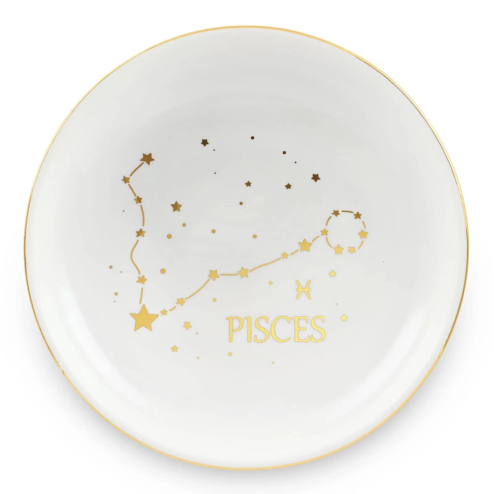 Homlouue Pisces Zodiac Ring Dish 10.9cm (4.3") | Ceramic Astrology Jewelry Organizer Tray for Women Girls - main product image