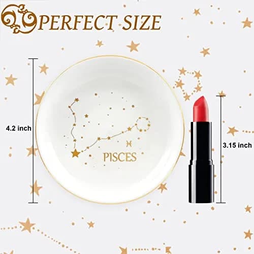 Homlouue Pisces Zodiac Ring Dish 10.9cm (4.3") | Ceramic Astrology Jewelry Organizer Tray for Women Girls thumbnail 5