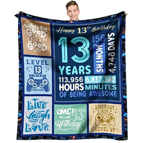 SIKLTY 13th Birthday Throw Blanket 152cm x 127cm | Official Teenager Gamer Gift thumbnail 1