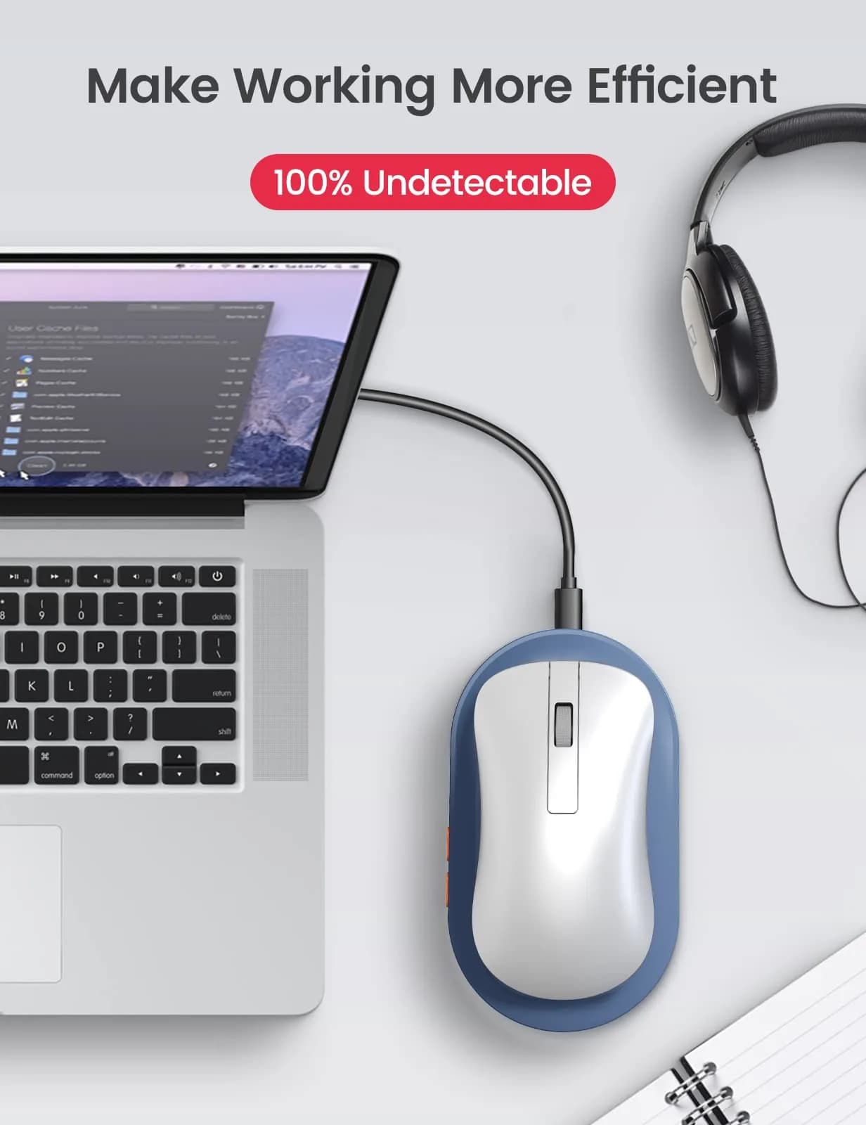 Vaydeer Air 3 Mouse Jiggler with Adjustable Timer, Dark Blue | Keeps Computer Active - view 7