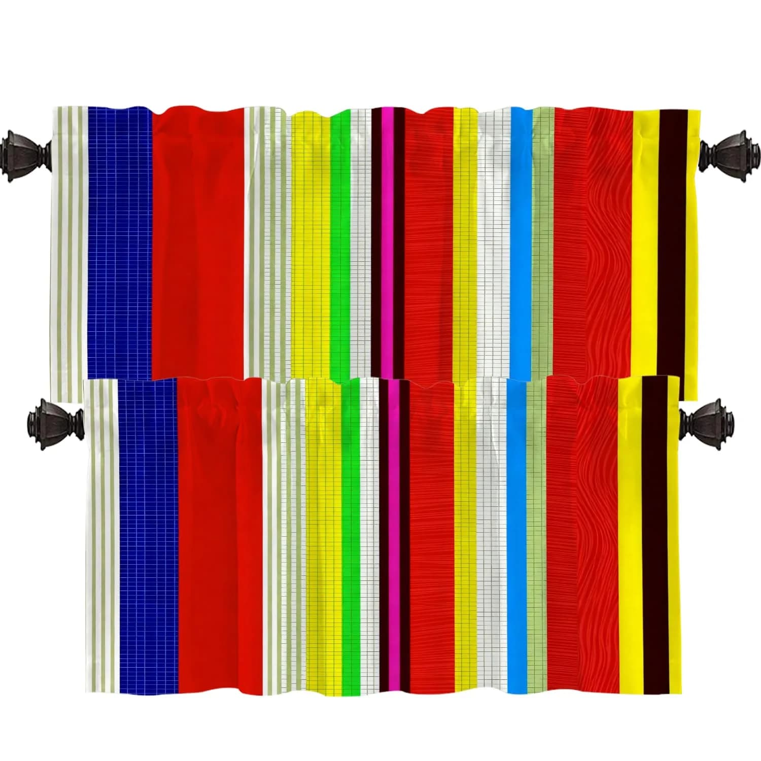 Shrahala Black 2 Pack Curtain | Blackout Thermal Insulated Rod Pocket Window Treatment — Ethnic Mexican Colorful Sarape 2 Multi a / 52"W x 18"L
