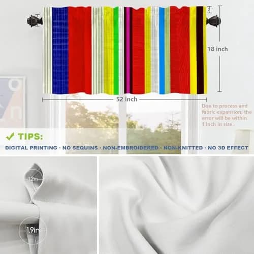 Shrahala Black Curtain 52"W x 18"L | Ethnic Mexican Stripes, Blackout, Rod Pocket, Thermal Insulated thumbnail 5