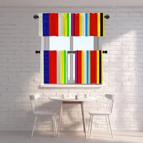 Shrahala Black Curtain 52"W x 18"L | Ethnic Mexican Stripes, Blackout, Rod Pocket, Thermal Insulated thumbnail 2