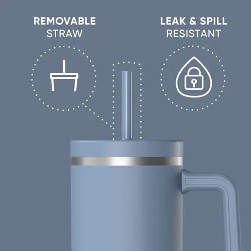 Hydrapeak Voyager 40oz Insulated Tumbler with Handle & Straw Lid | Leak-Resistant Stainless Steel Travel Cup for Work & Gym thumbnail 2
