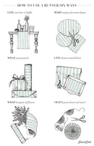 Hester & Cook Striped Paper Table Runner - Disposable Roll 20ft x 25in | Modern & Classic Decor thumbnail 8