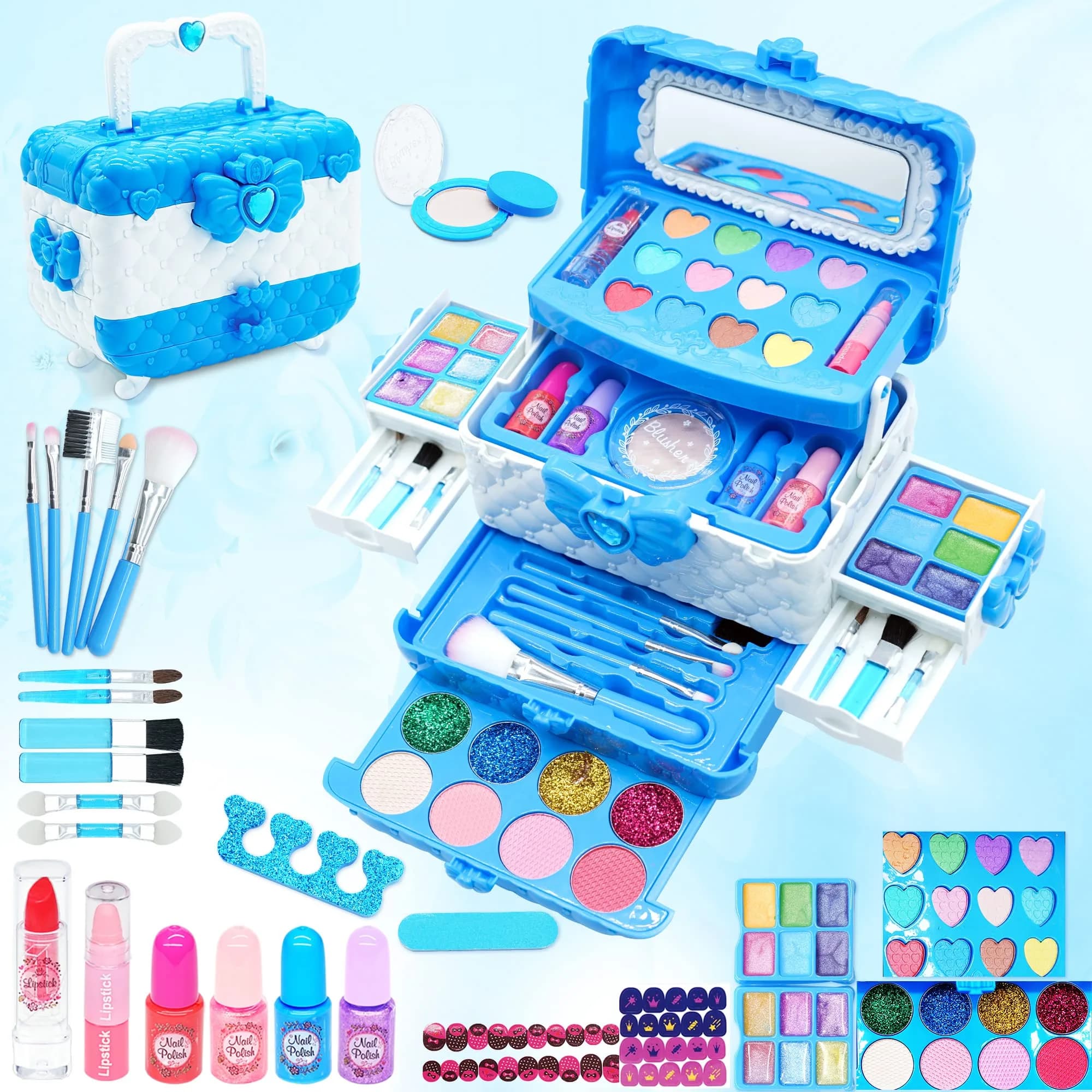 Mrabbitoo Kids Makeup Set for Girls 57 Pcs | Non-Toxic Washable Play Makeup Kit with Case - main product image