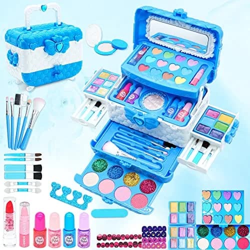 Mrabbitoo Kids Makeup Set for Girls 57 Pcs | Non-Toxic Washable Play Makeup Kit with Case thumbnail 1