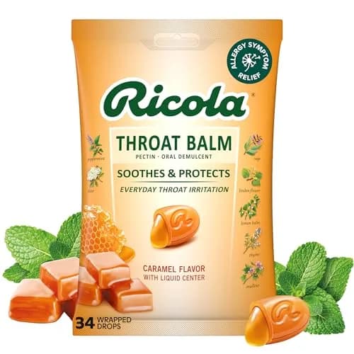 Ricola Throat Balm Caramel Flavor Herbal Throat Drops - 136 Count | Swiss Alpine Herbs & Honey Liquid Center thumbnail 1