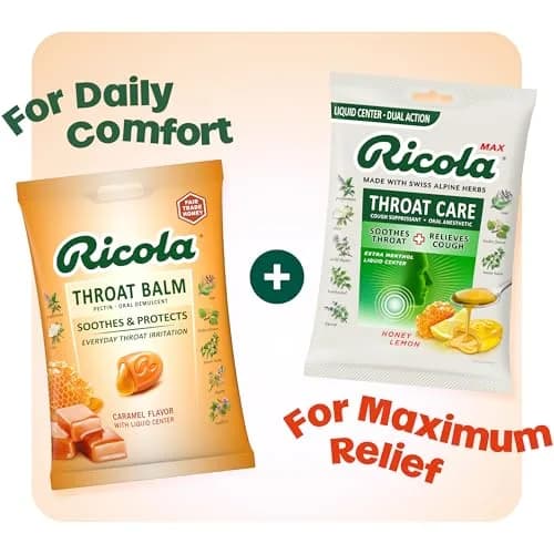 Ricola Throat Balm Caramel Flavor Herbal Throat Drops - 136 Count | Swiss Alpine Herbs & Honey Liquid Center thumbnail 5