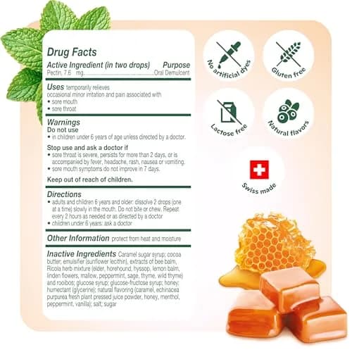Ricola Throat Balm Caramel Flavor Herbal Throat Drops - 136 Count | Swiss Alpine Herbs & Honey Liquid Center thumbnail 6