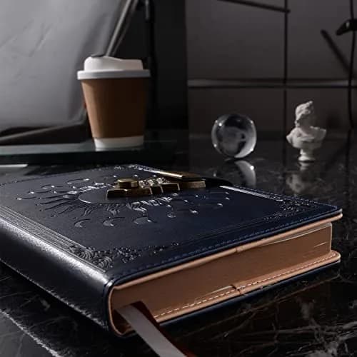 ZXHQ Lock Diary A5 21.5cm x 15cm (8.5 x 5.9 Inch) Dark Blue | Vintage Lockable Journal with Pen, 260 Pages thumbnail 7