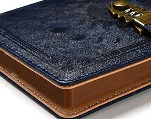 ZXHQ Lock Diary A5 21.5cm x 15cm (8.5 x 5.9 Inch) Dark Blue | Vintage Lockable Journal with Pen, 260 Pages thumbnail 2