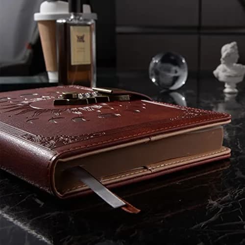 ZXHQ Lockable Journal for Women & Men A5 240 Pages Refillable Leather Notebook with Lock and Pen | Vintage Brown thumbnail 6