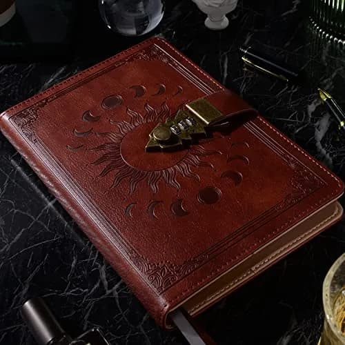ZXHQ Lockable Journal for Women & Men A5 240 Pages Refillable Leather Notebook with Lock and Pen | Vintage Brown thumbnail 7