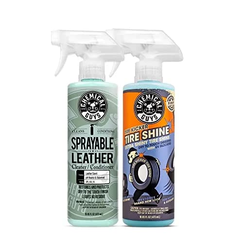 Chemical Guys Sprayable Leather Cleaner and Conditioner + Tire Kicker Shine 16 fl oz (473ml) | USA Import for Auto & Home thumbnail 1