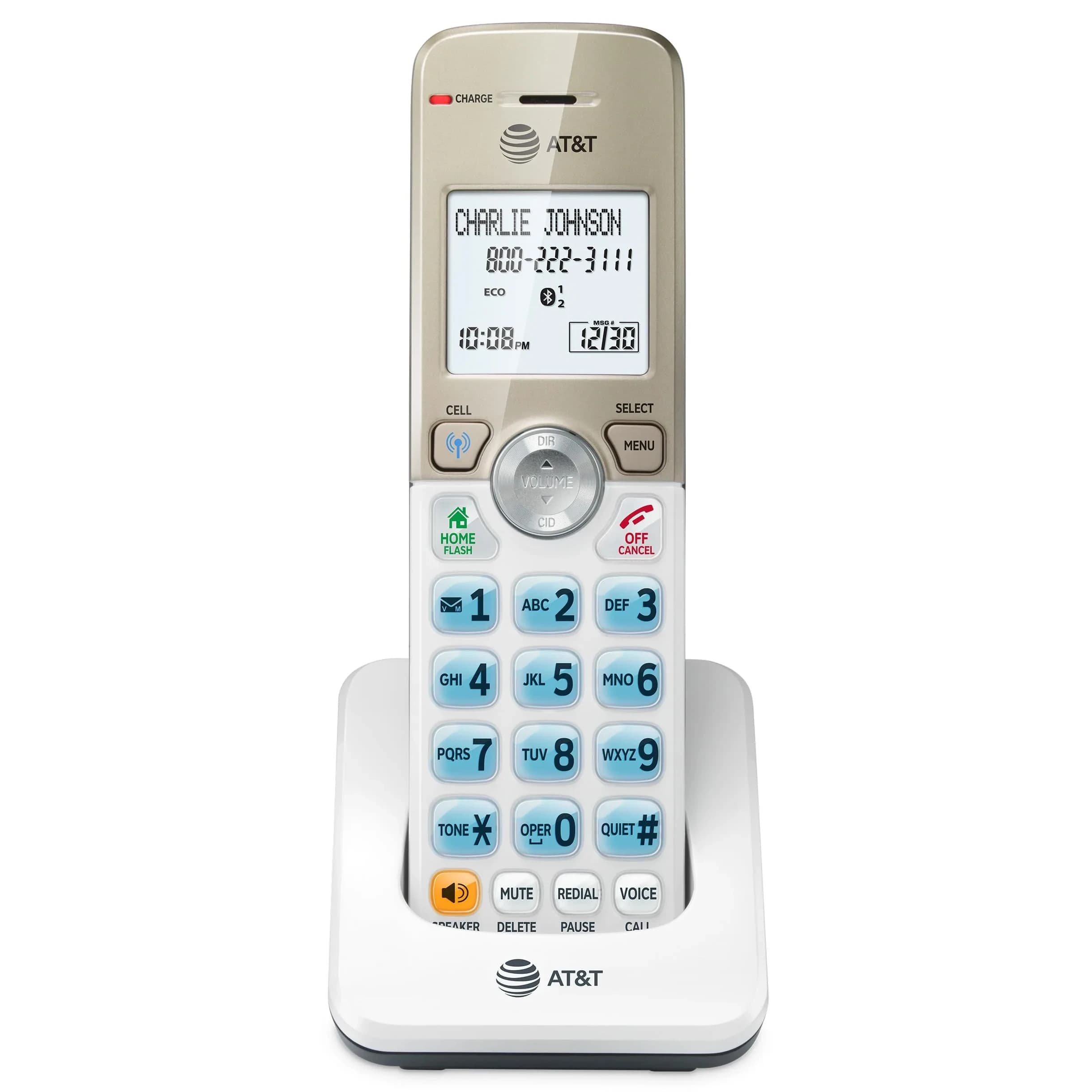 AT&T DL70019 Additional Handset for DL72x19 Series Cordless Phone | Bluetooth Connect to Cell, Smart Call Blocker, 1.8" Backlit Display, Big Buttons, Intercom