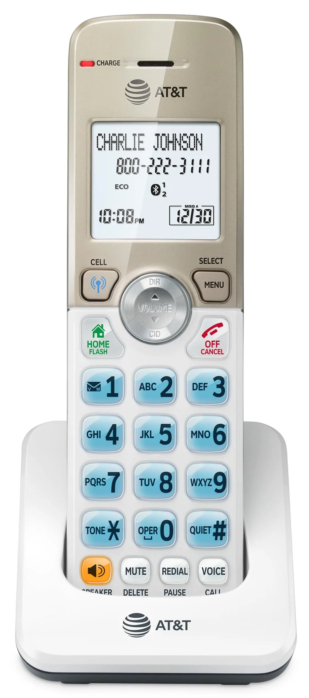 AT&T DL70019 Additional Handset for DL72x19 Series Cordless Phone | Bluetooth Connect to Cell, Smart Call Blocker, 1.8" Backlit Display, Big Buttons, Intercom - main product image
