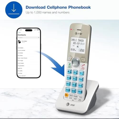 AT&T DL70019 Additional Handset for DL72x19 Series Cordless Phone | Bluetooth Connect to Cell, Smart Call Blocker, 1.8" Backlit Display, Big Buttons, Intercom thumbnail 8