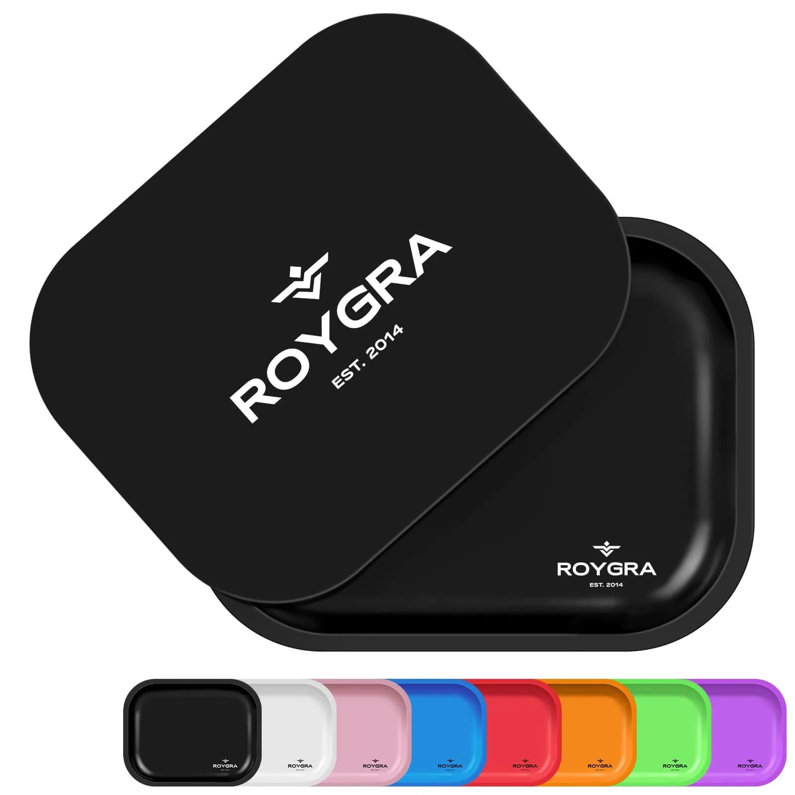roygra Rolling Tray with Magnetic Lid | Durable Metal Desktop Storage Tray 7 x 5.5 inches