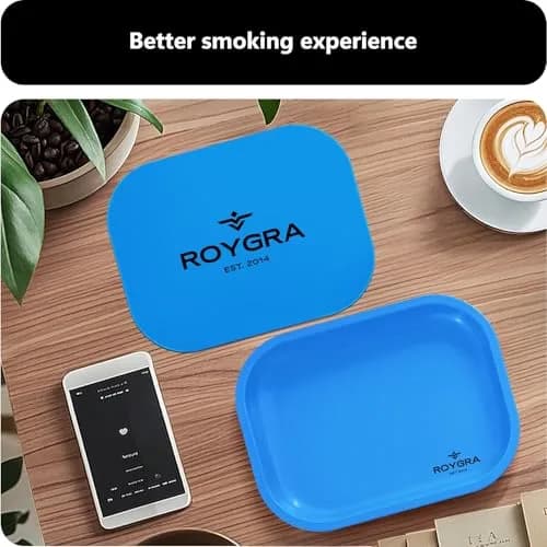 roygra Rolling Tray with Magnetic Lid | Durable Metal Desktop Storage Tray 7 x 5.5 inches thumbnail 4