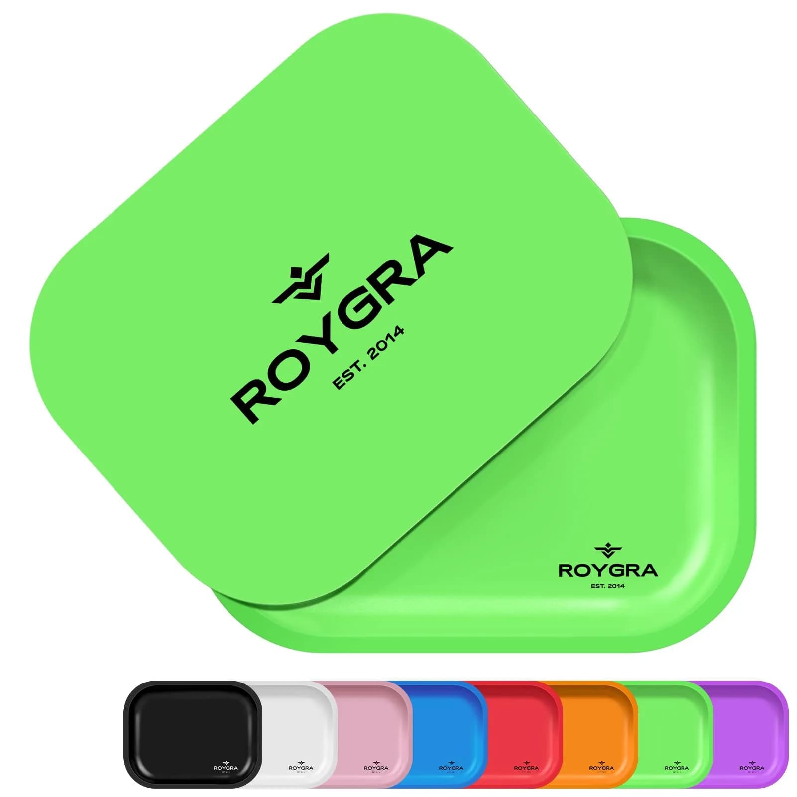 roygra Rolling Tray with Magnetic Lid | Durable Metal, Portable 7 x 5.5 Inches
