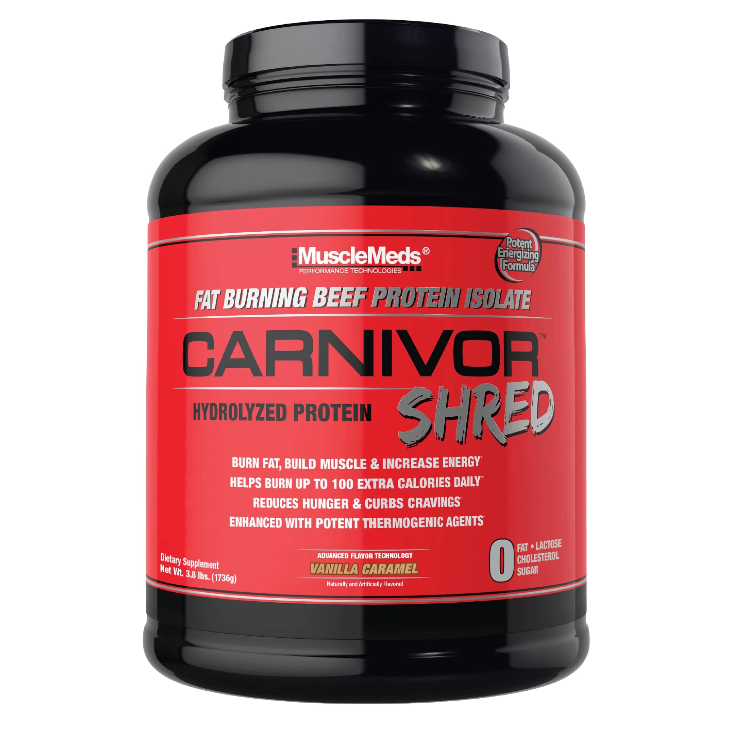 MuscleMeds Carnivor Shred Fat Burning Hydrolized Beef Protein Isolate, 4 Pound | Lactose & Sugar Free, Supports Fat Loss & Muscle