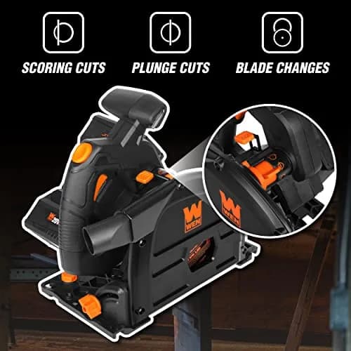 WEN 20V Max Cordless 6.5-Inch Track Saw, Brushless, Variable Speed, Tool Only (20691BT) | Precise Cuts for Wood & DIY thumbnail 4
