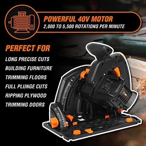 WEN 20V Max Cordless 6.5-Inch Track Saw, Brushless, Variable Speed, Tool Only (20691BT) | Precise Cuts for Wood & DIY thumbnail 3