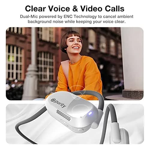 Purity Air Open Ear Headphones True Wireless Bluetooth Earbuds with Dual Mic | Secured Long Wearing Comfort, Sports Sweat Resistant (White/Grey) thumbnail 4