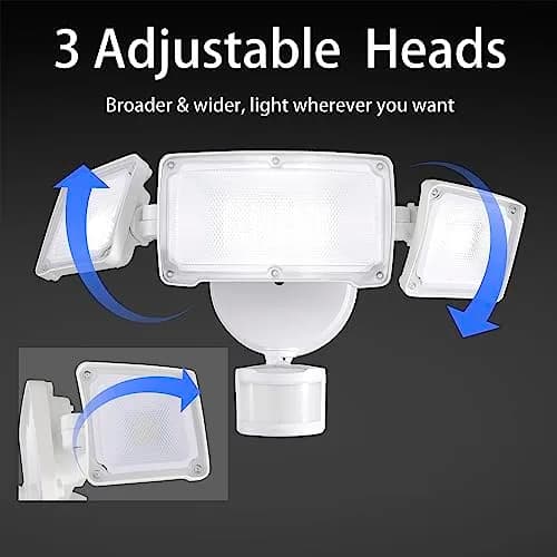 AWSENS 3 Head LED Security Light with Motion Sensor, 3800LM 40W 5000K White | ETL Water Resistant Outdoor Floodlight for Garage, Yard, Porch thumbnail 5