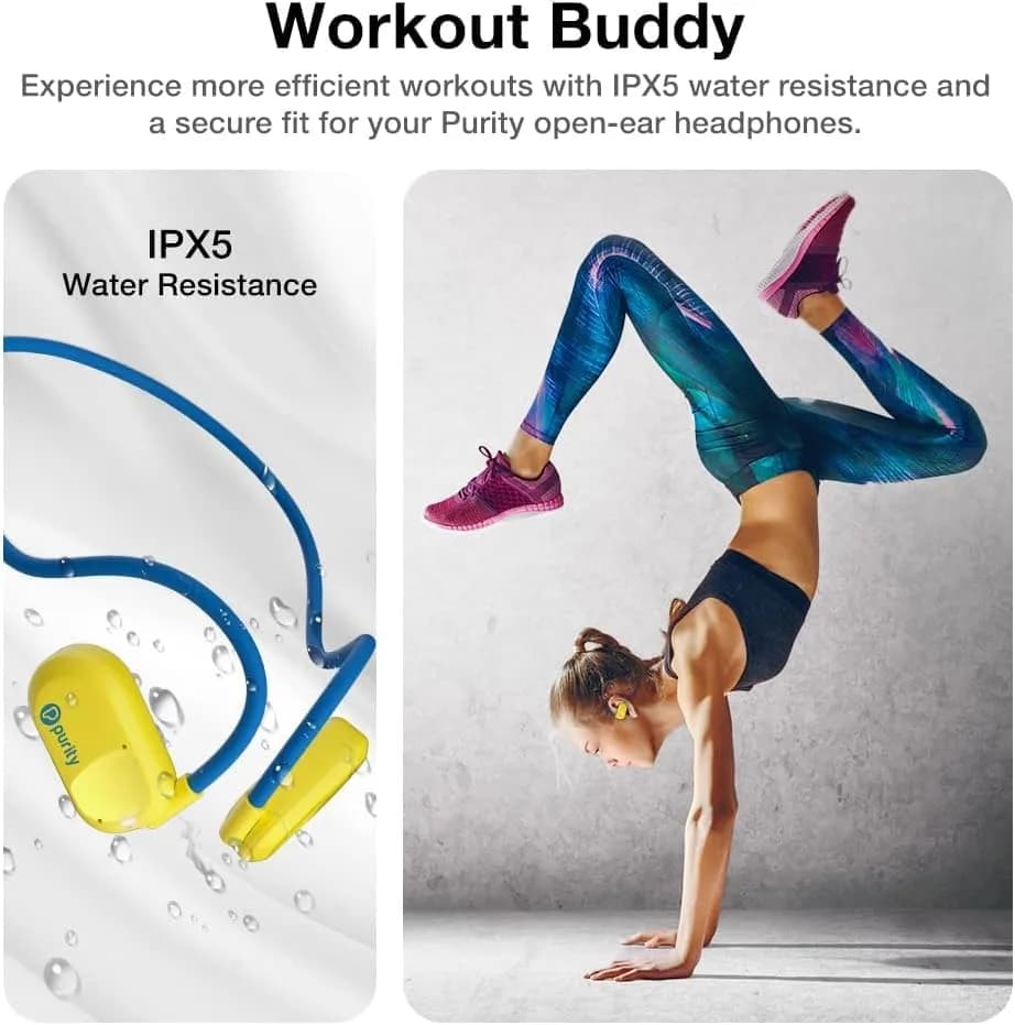 Purity Air Open Ear Headphones Yellow/Blue | Dual Mic, IPX5 Sweat Resistant, Bluetooth 5.3 - view 6