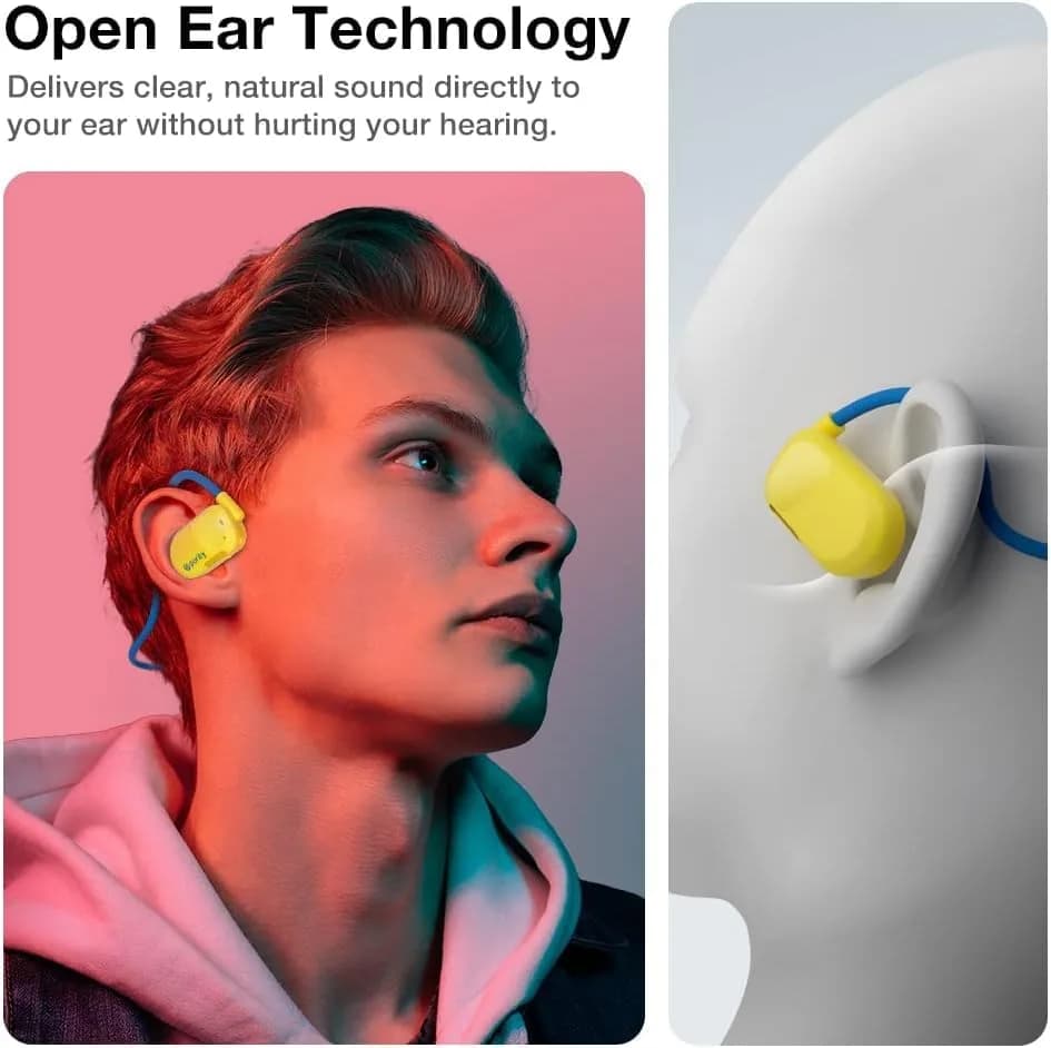Purity Air Open Ear Headphones Yellow/Blue | Dual Mic, IPX5 Sweat Resistant, Bluetooth 5.3 - view 2