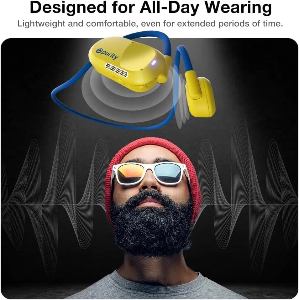 Purity Air Open Ear Headphones Yellow/Blue | Dual Mic, IPX5 Sweat Resistant, Bluetooth 5.3 thumbnail 3