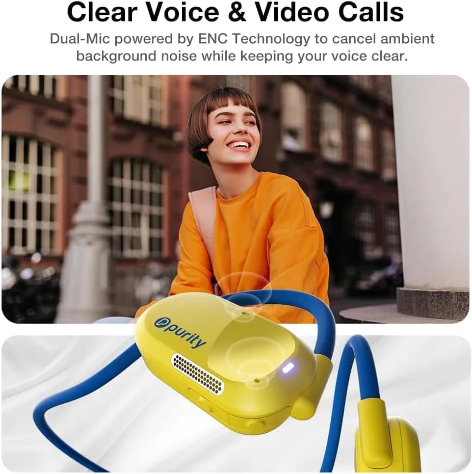 Purity Air Open Ear Headphones Yellow/Blue | Dual Mic, IPX5 Sweat Resistant, Bluetooth 5.3 thumbnail 4