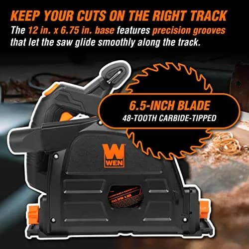 WEN 20V Max Cordless 6.5-Inch Track Saw | Brushless, Variable Speed, Two 4.0 Ah Batteries thumbnail 5