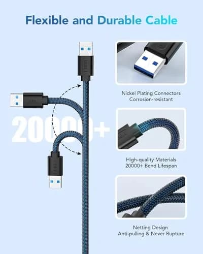 ANDTOBO USB 3.0 A to A Male Cable 6.6 FT | High-Speed Data & Charging (70-120 chars) thumbnail 7