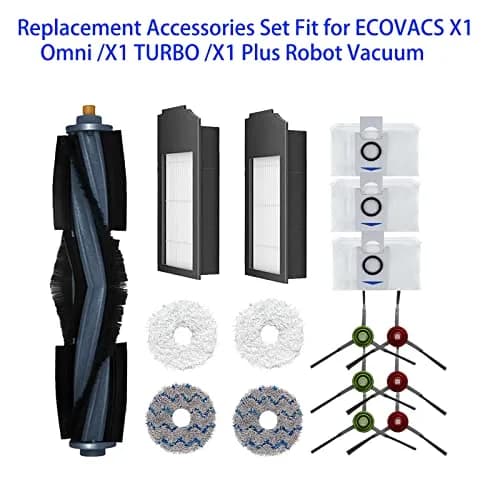 ZYBULSHJT 16 Pcs Vacuum Cleaner Accessories Set for ECOVACS DEEBOT X1 Omni/TURBO | Roller Brush, Side Brushes, HEPA Filters, Mop Cloths, Dust Bags thumbnail 2