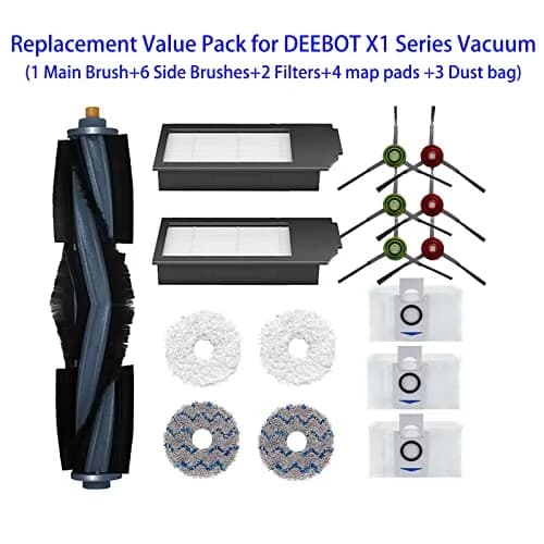 ZYBULSHJT 16 Pcs Vacuum Cleaner Accessories Set for ECOVACS DEEBOT X1 Omni/TURBO | Roller Brush, Side Brushes, HEPA Filters, Mop Cloths, Dust Bags thumbnail 3
