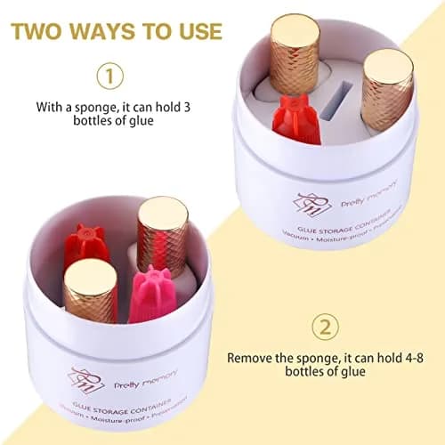 Pretty memory Glue Storage Container for Eyelash Extensions Adhesive Jar | Vacuum Seal for Freshness thumbnail 3
