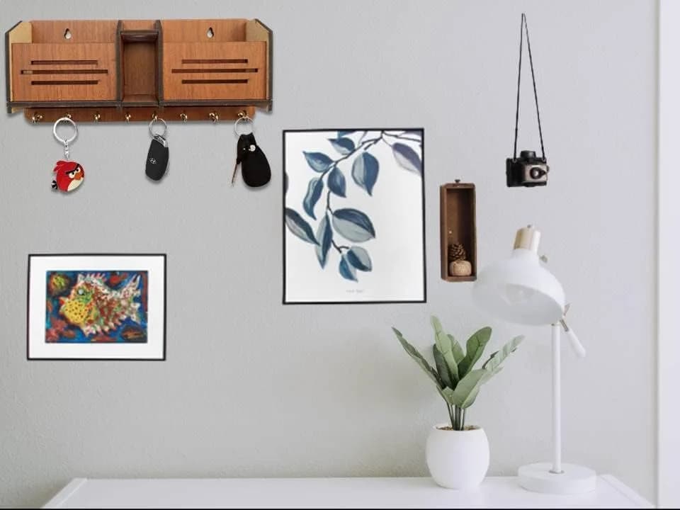My Dream Carts Wooden Key Holder with Mobile Stand 24cm (9.4in) | Organizer for Home & Office Decor thumbnail 5