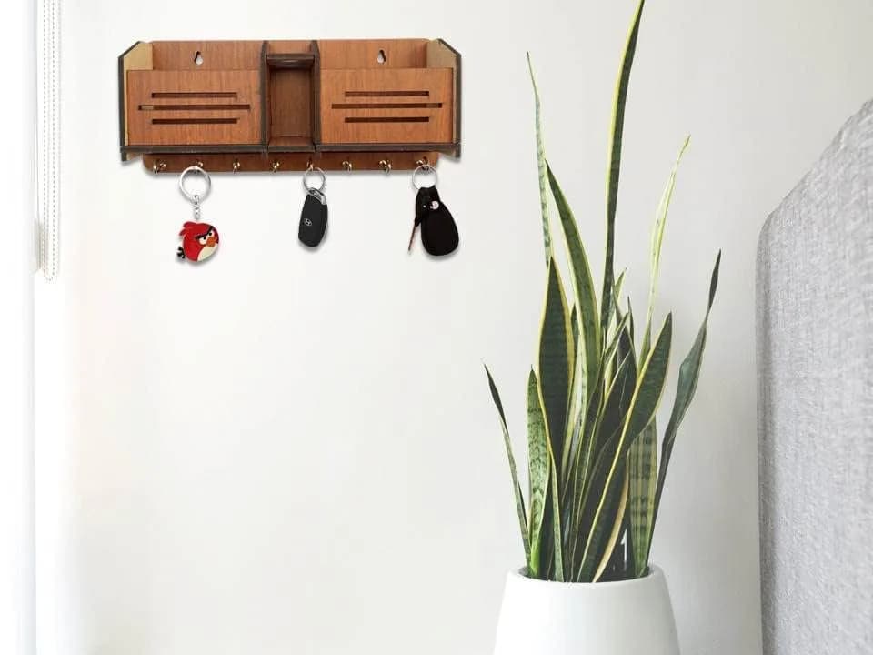 My Dream Carts Wooden Key Holder with Mobile Stand 24cm (9.4in) | Organizer for Home & Office Decor thumbnail 3