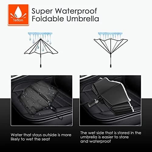 Bodyguard Inverted Umbrella 46 IN Windproof Rain Sun Travel Compact Reflective Burgundy thumbnail 7