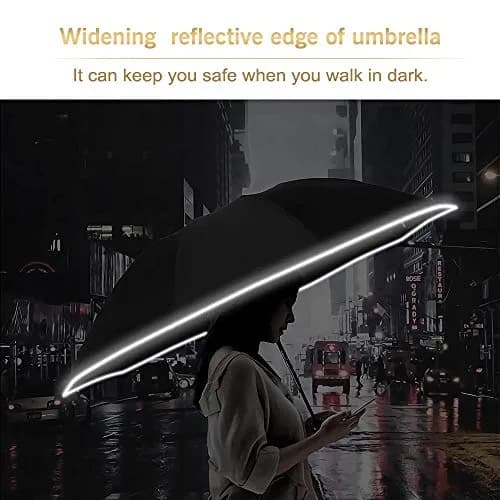 Bodyguard Inverted Umbrella 46 IN Windproof Rain Sun Travel Compact Reflective Burgundy thumbnail 2