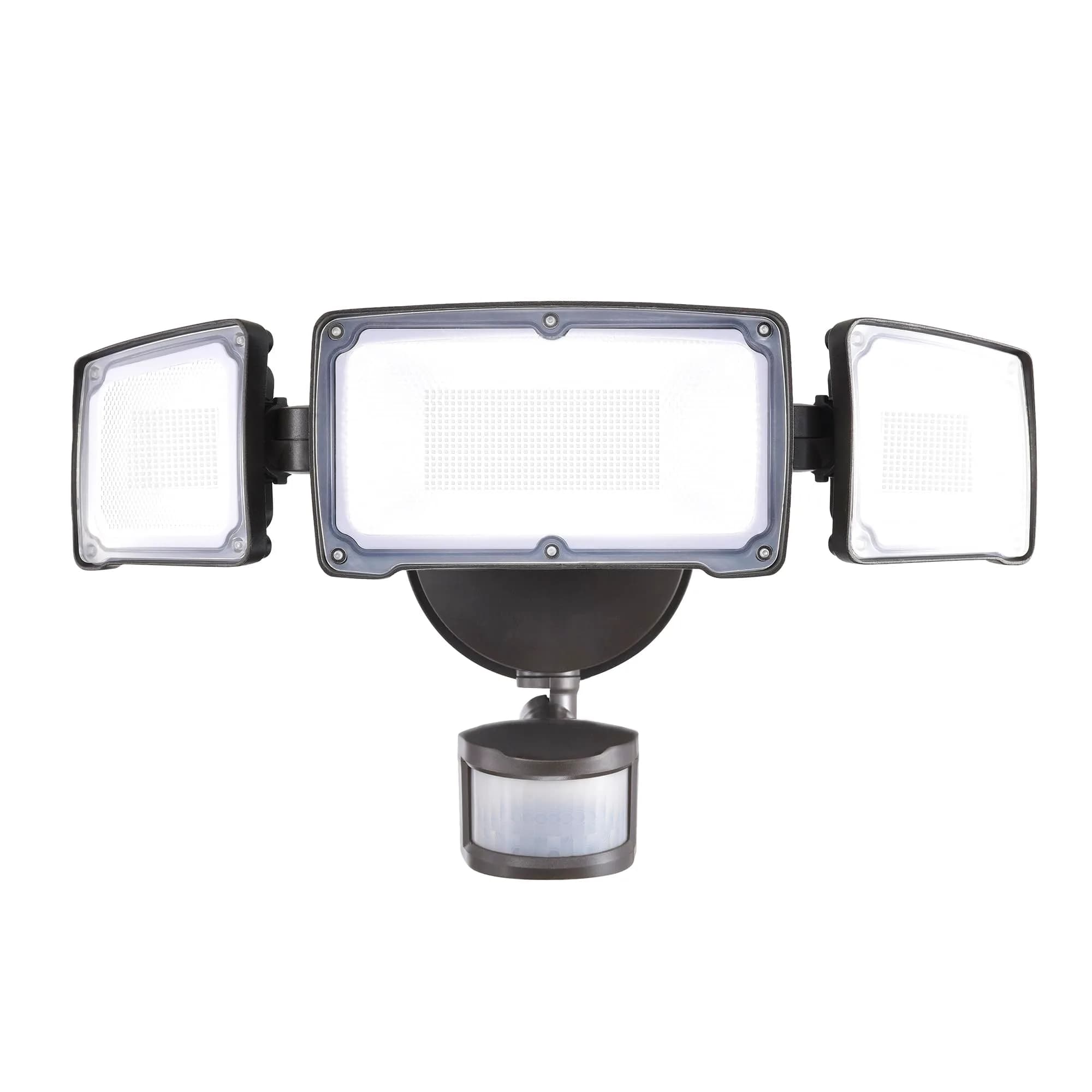 AWSENS Upgraded 3 Head LED Security Light with Motion Sensor 3800LM 40W 5000K | Bronze