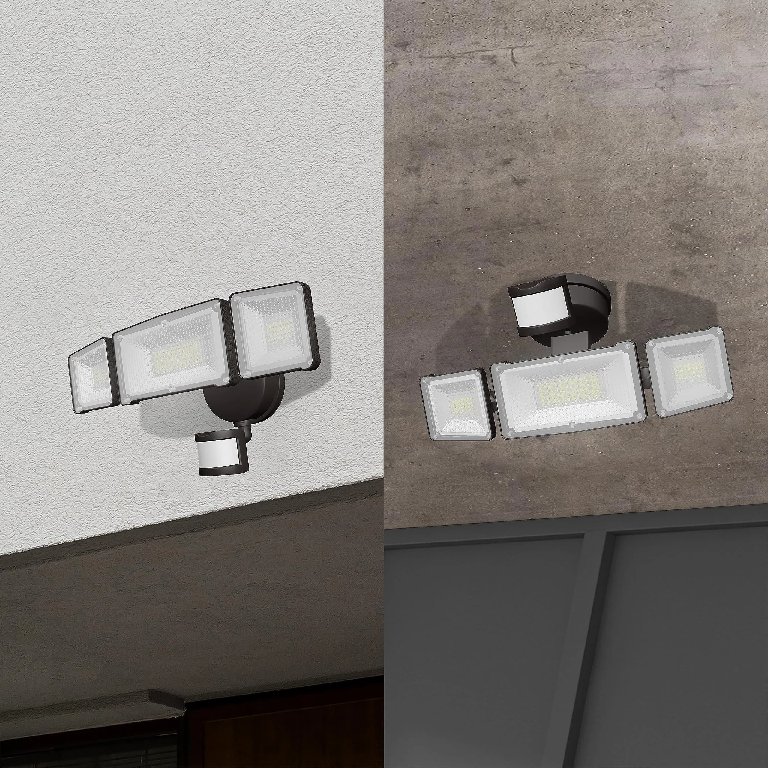 AWSENS Upgraded 3 Head LED Security Light with Motion Sensor 3800LM 40W 5000K | Bronze - view 6