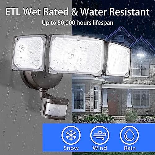 AWSENS Upgraded 3 Head LED Security Light with Motion Sensor 3800LM 40W 5000K | Bronze thumbnail 2